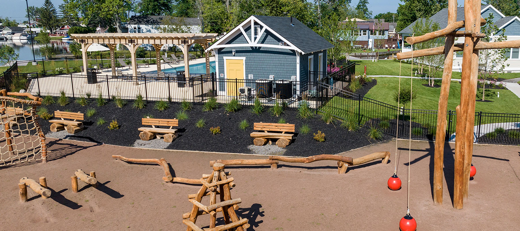 Aerial view of playground at the Cove