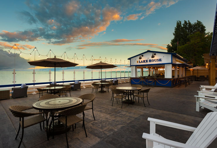 exterior of the lake house outdoor patio