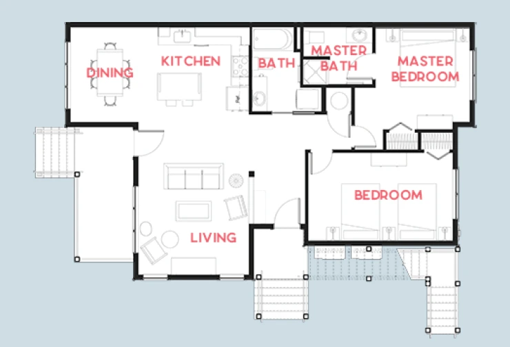 Quarters 2-Bedroom Apartments Floorplan