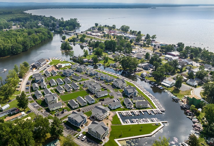 Aerial view of the Cove at Sylvan Beach