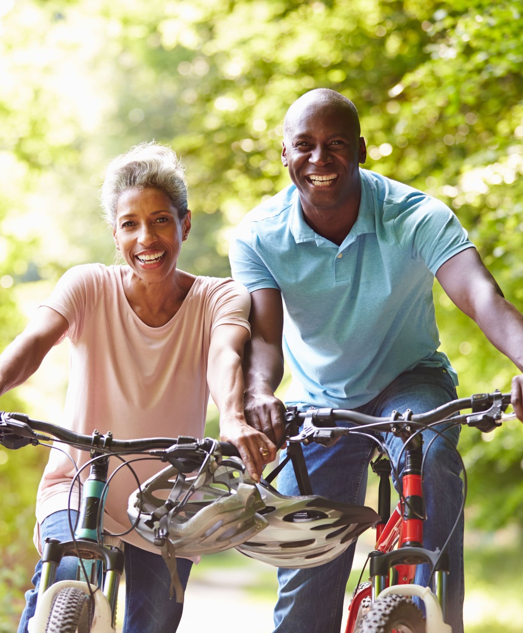 happy couple on bike ride together