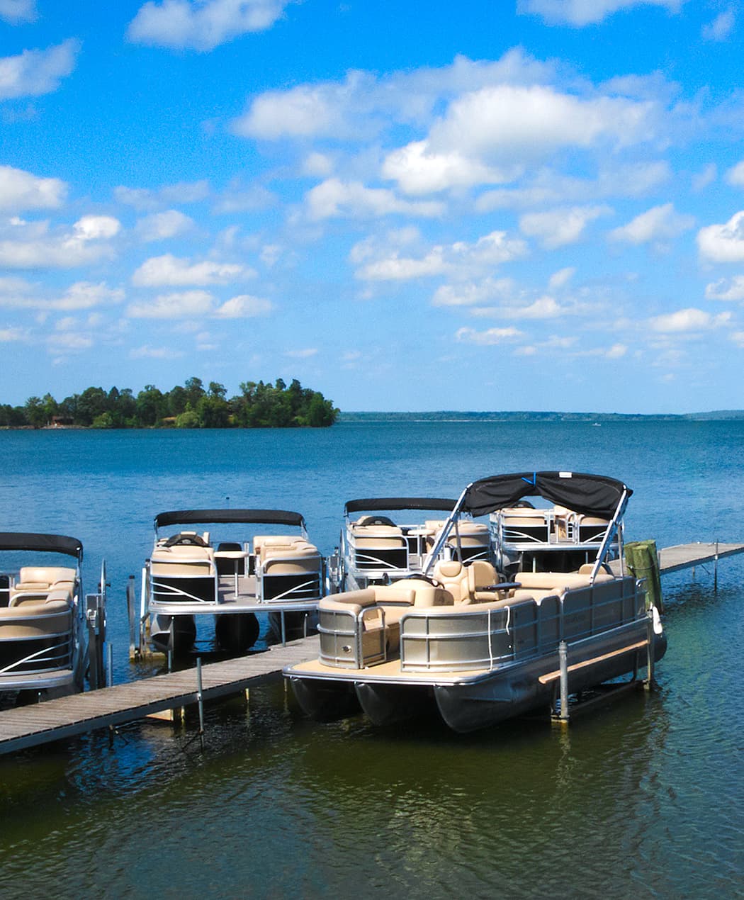 pontoon boats docked at the oneida lake