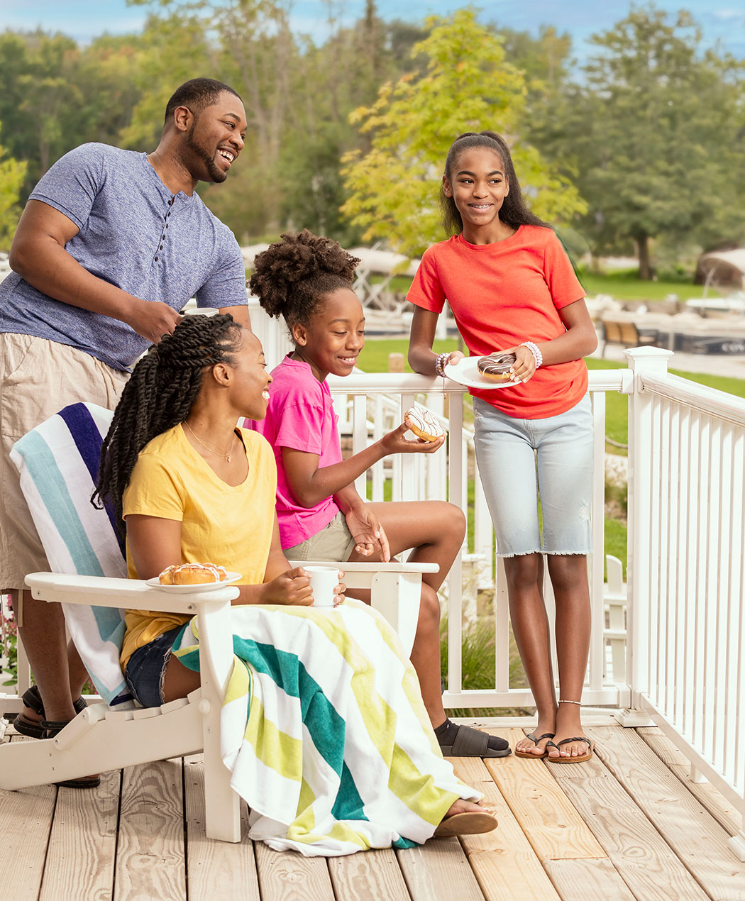 Family on Cove cottage porch