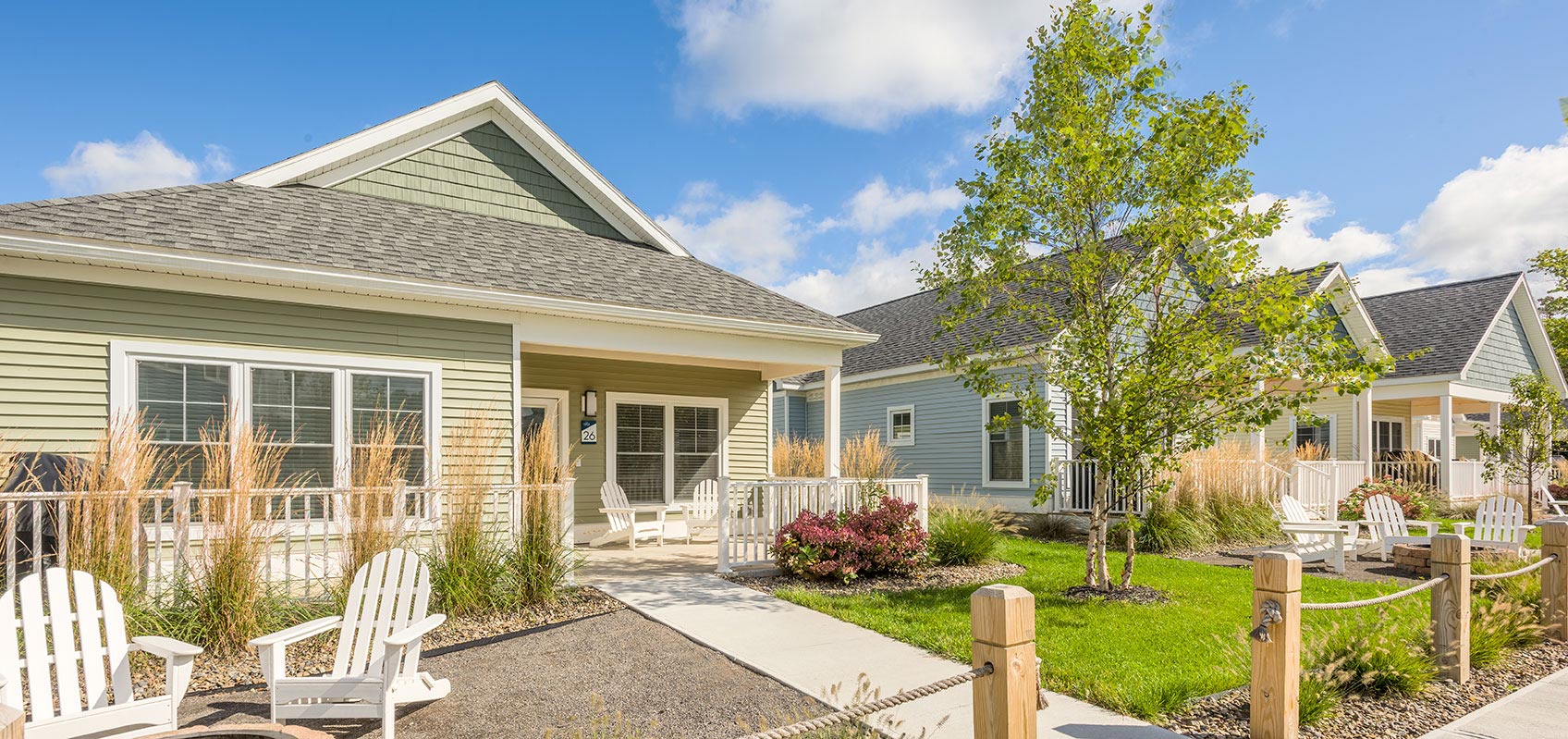 Exterior view of yellow cottage