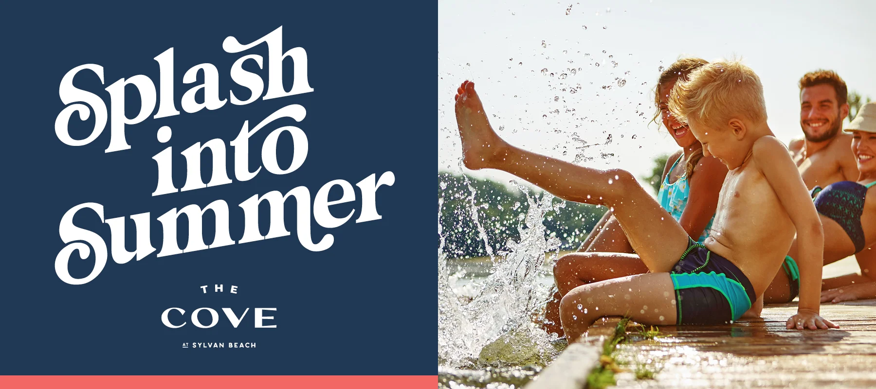 Splash Into Summer - family sitting on a dock splashing water