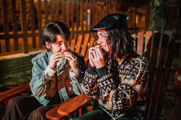 Mother And Son Eating S'mores